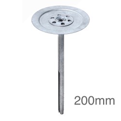 8 x 200mm MLN Łącznik Wbijany, ze Stali Ocynkowanej do Mocowania Wełny Mineralnej w Dociepleniach i Fasadach Wentylowanych - Niepalny (op. 50 szt)