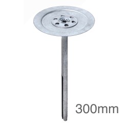 8 x 300mm MLN Łącznik Wbijany, ze Stali Ocynkowanej do Mocowania Wełny Mineralnej w Dociepleniach i Fasadach Wentylowanych - Niepalny (op. 50 szt)