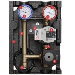 Dwudrogowa Grupa Pompowa do C.O. z Pompą WILO PARA 15/6-43/SC - z Termostatycznym Zaworem Mieszającym i Siłownikiem Obrotowym